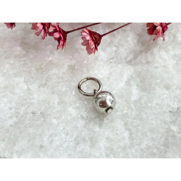 Tiny Dainty silver tone Ball Shaped Vintage Pendant | Charm | Trinket - Picture 4 of 9